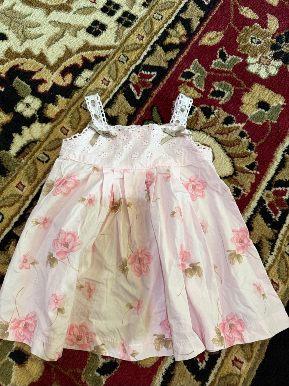 10/20 Savannah Pink Floral Eyelet Sundress